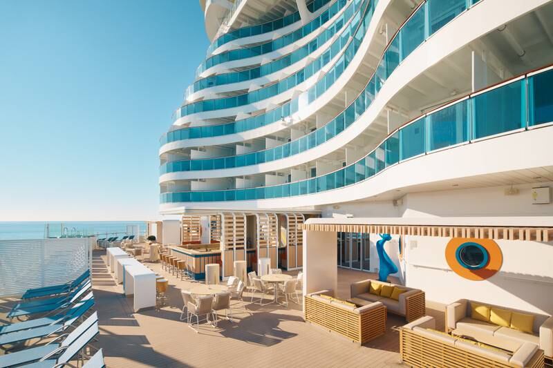 The open-air deck of 'Costa Toscana', the decor of which is inspired by Italian art, culture and striking landscapes. Photo: Costa Cruises