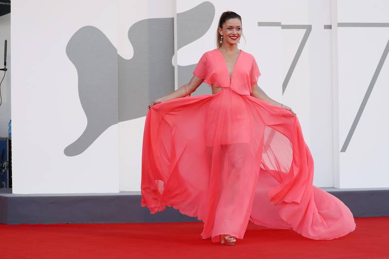 Alice Bellagamba walks the red carpet ahead of the movie 'The World To Come' at the 77th Venice Film Festival on September 6. Getty Images