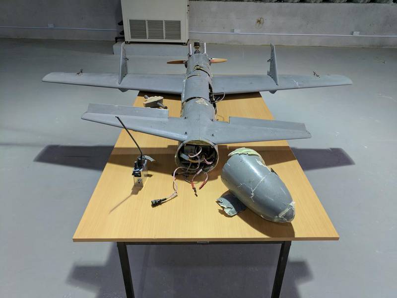 Iran's Qasef-1 drones such as the one pictured above have passed to Houthi rebels. Conflict Armament Research