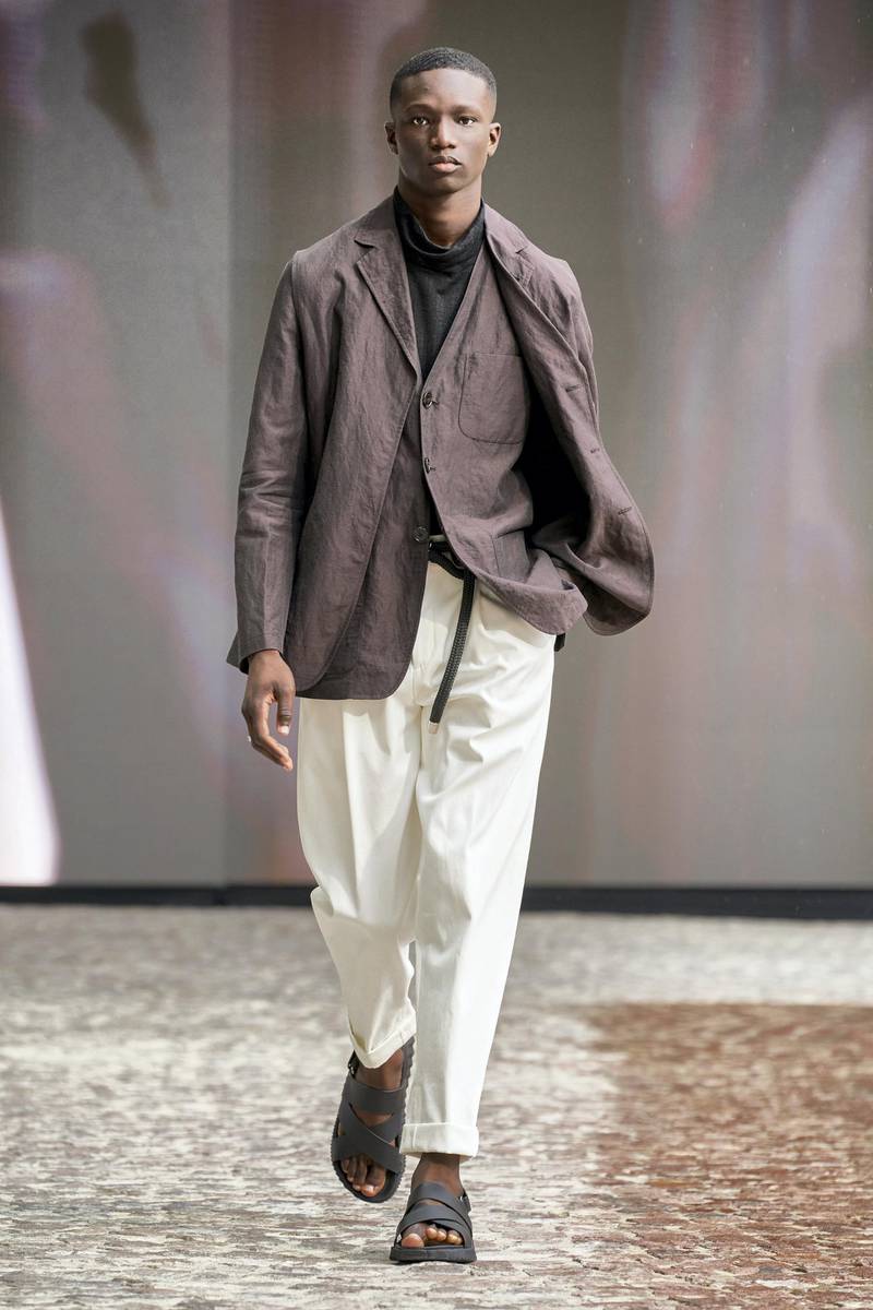 In tones of putty, beaver and grey, the spring / summer 2022 collection from Hermes was about unfussy luxury. Courtesy Hermes