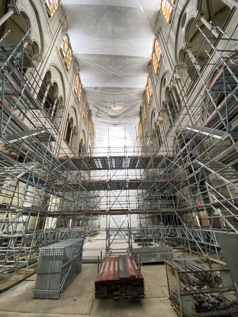 A view inside Notre Dame cathedral during renovations. ABC News