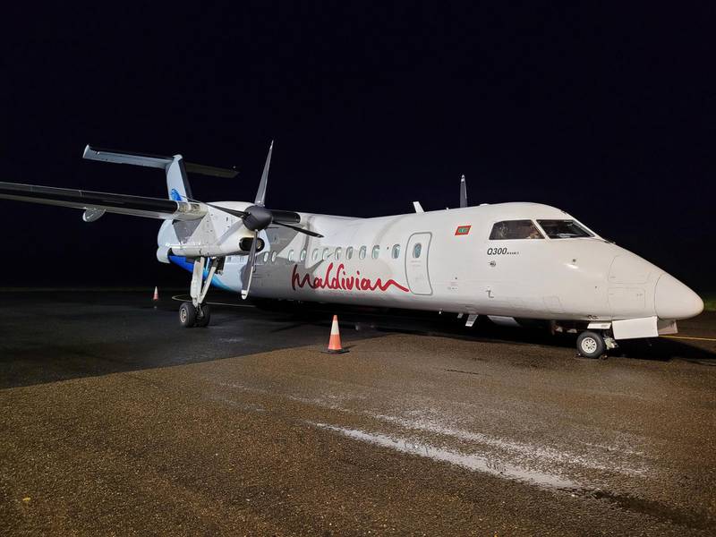 A small jet from the main airport in Male to an island in the Maldives that the Dsouzas took after they completed a two-week quarantine on their journey from India to the UAE during Covid-19 travel restrictions. Courtesy: Greyar Dsouza