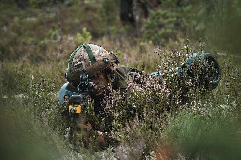 A British soldier takes part in the joint exercise in Finland alongside US and Finnish armed forces. PA