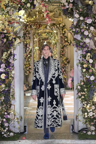 In signature Dolce & Gabbana style, menswear was unashamedly elaborate. Courtesy Dolce & Gabbana