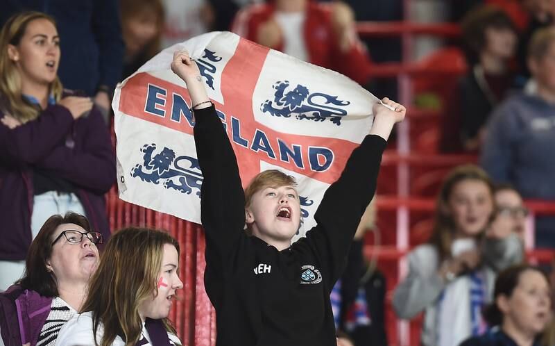 An England fan supports the team from the stands during the match against Austria. EPA