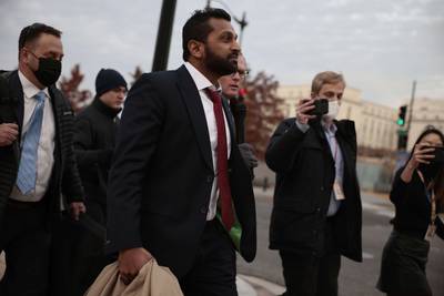 Kash Patel, chief of staff to former acting secretary of defence Christopher Miller, gave a deposition on Capitol Hill to the committee on December 9, 2021. Members of the committee and staff members had been meeting with Mr Patel and 'Stop the Steal' organiser Ali Alexander. Getty Images / AFP