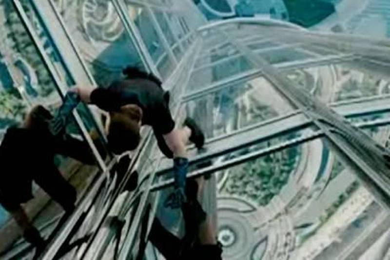 Screen grabs Behind the scenes footage has been released on the internet of Tom Cruise performing his own stunts at Burj Khalifa for the forthcoming movie Mission: Impossible Ghost Protocol