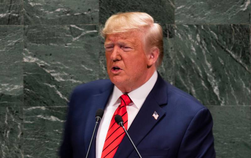 US President Donald Trump speaks during the 74th Session of the United Nations General Assembly at UN Headquarters in New York, September 24, 2019. / AFP / Johannes EISELE
