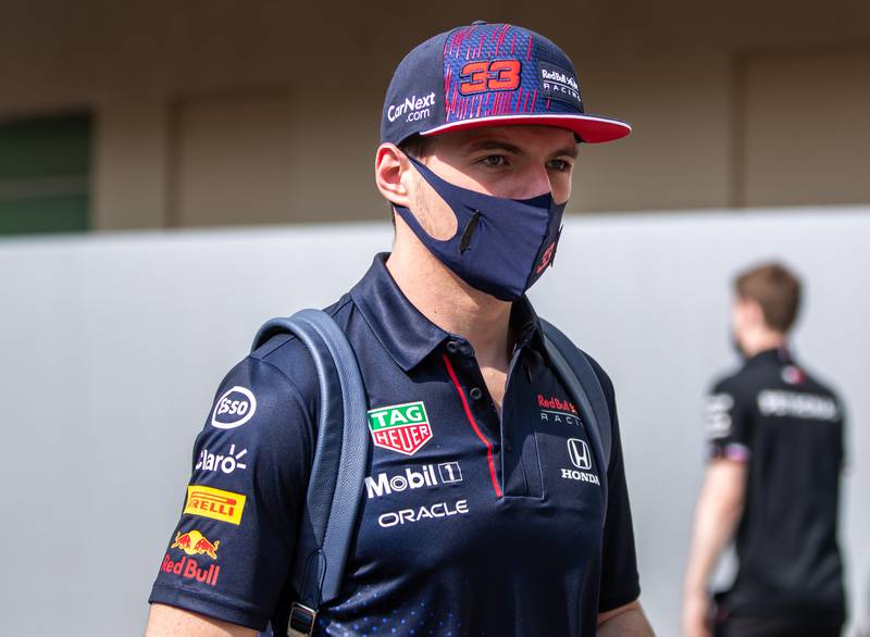 Red Bull's Dutch driver Max Verstappen arrives at the Yas Marina Circuit. Victor Besa / The National