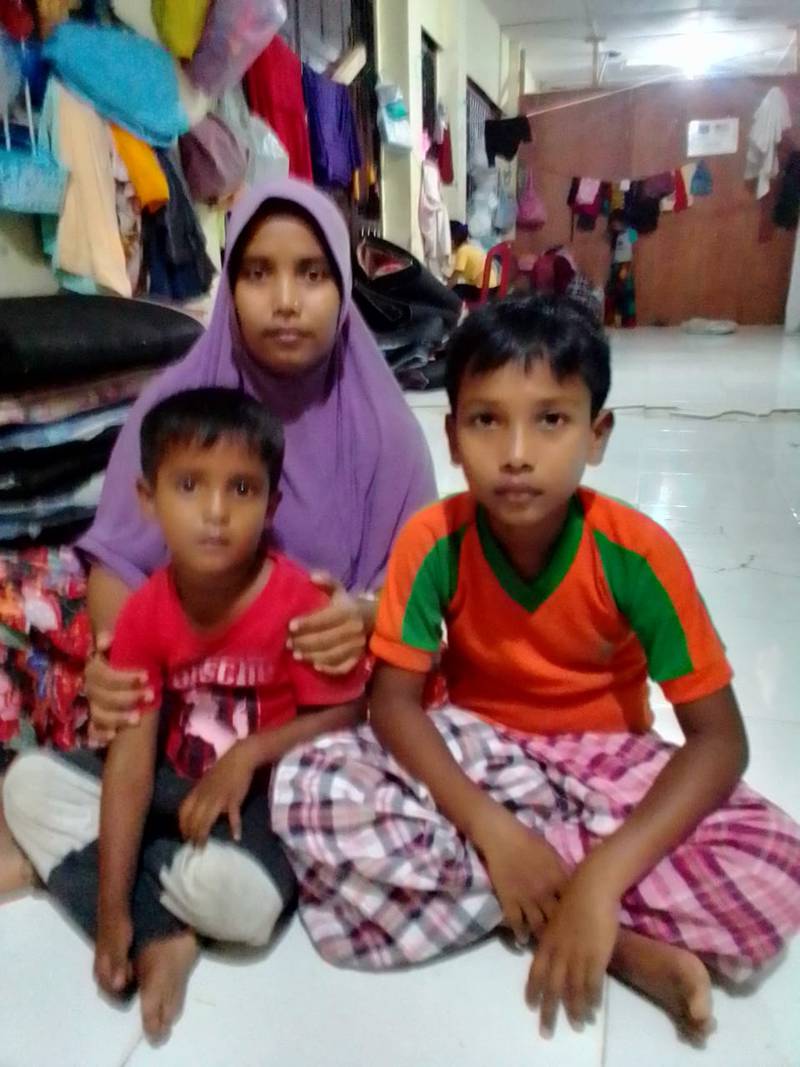 Nur Khaida and her two sons have ended up in a shelter in Indonesia after fleeing Bangladesh in a boat with four other members of her family