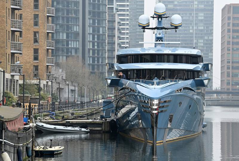 The PHI superyacht, detained by a unit of Britain's National Crime Agency (NCA). AFP