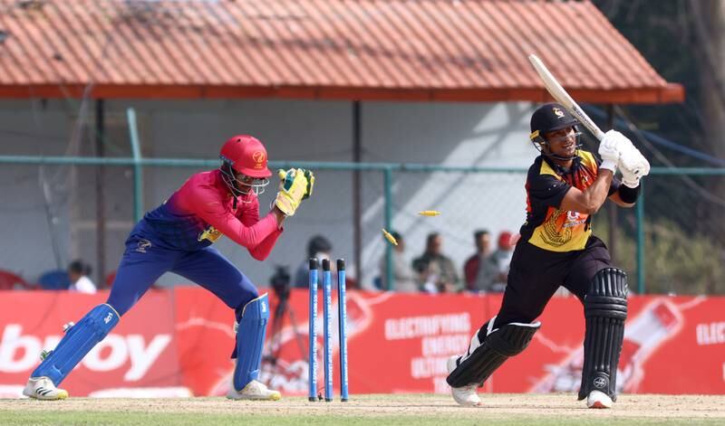 Ashwanth Valthapa of the UAE attempts a stumping