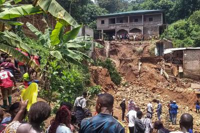 Destruction caused by a landslide in Mbankolo, north-west of Cameroon's capital Yaounde. AFP