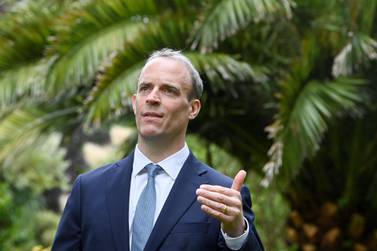 Britain's Foreign Secretary Dominic Raab criticised Emmanuel Macron during the G7 summit at Carbis Bay on England's Cornish coast. Reuters