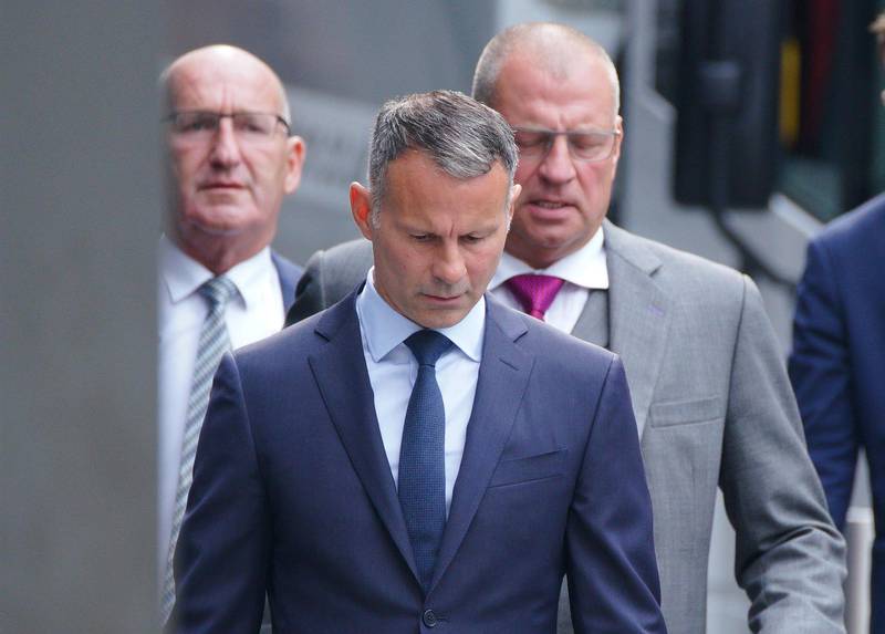 Former Manchester United footballer Ryan Giggs arrives at Manchester Crown Court. PA