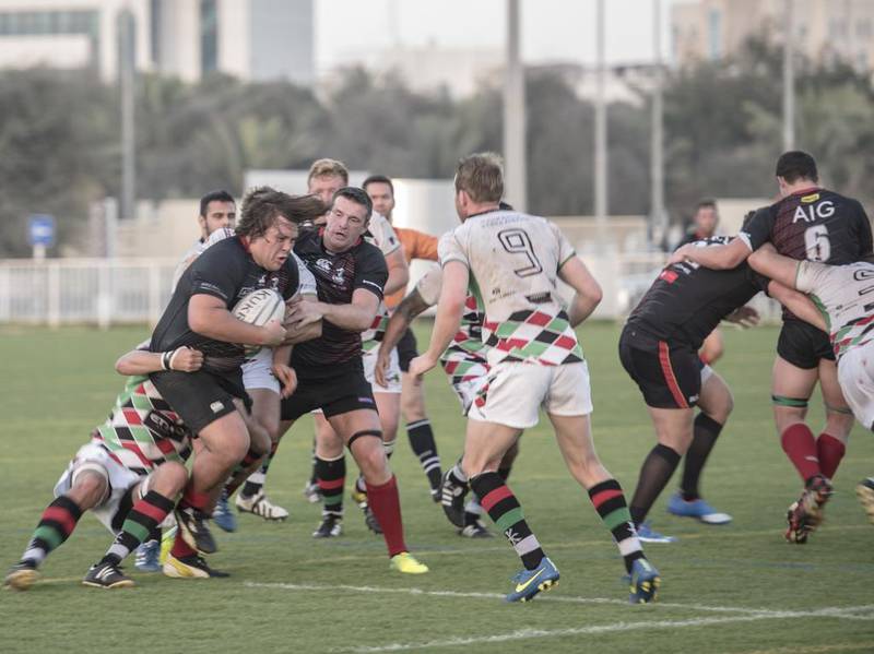 Victory for the Abu Dhabi Harlequins means they trail the Dubai Exiles by a single point heading into the final game. Vidhyaa for The National
