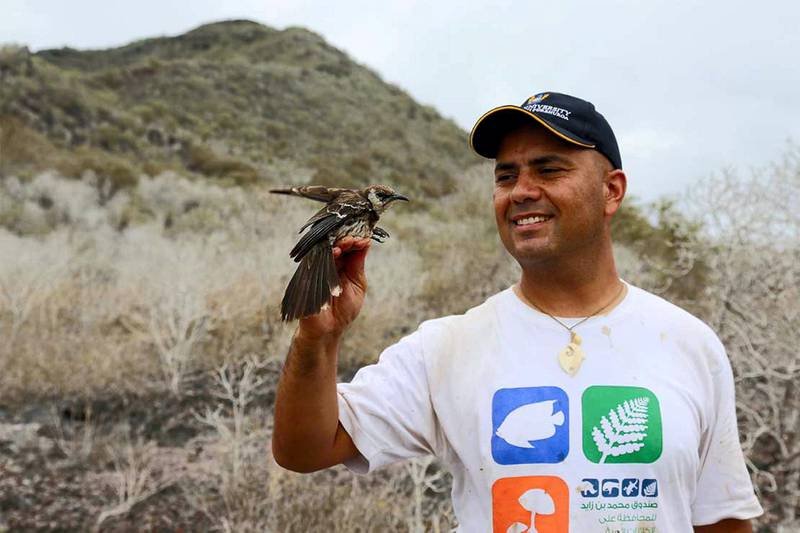 MBZ Conservation Fund grantee Dr. Luis Ortiz-Catedral. He is a conservation biologist at Massey University in New Zealand and leader of The Galapagos Land Iguana Project, Santiago Island, Ecuador (Photo credit Joshue Ortiz-Catedral)