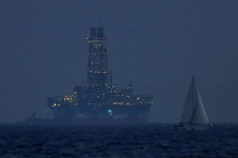 An offshore drilling rig in the waters off Cyprus' coastal city of Limassol in 2020. AP Photo