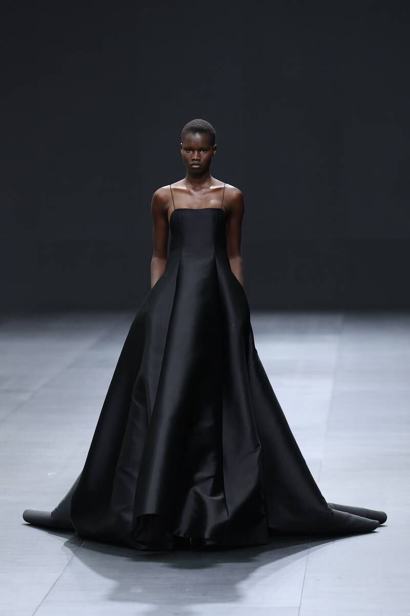 One of the Valentino finale dresses was a taffeta gown with a deep-cut back, spring/summer 2023. Getty 