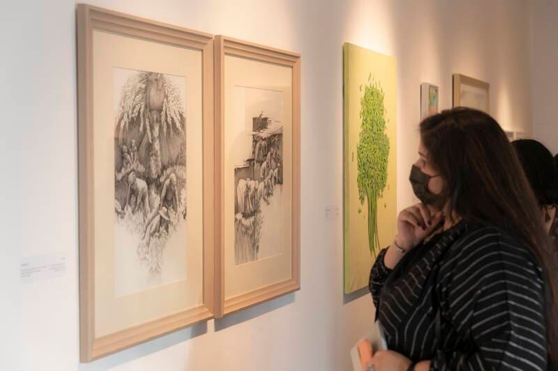 The exhibition brings together works of disparate mediums by 38 artists living in the UAE.