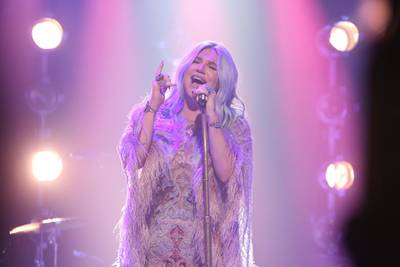 THE TONIGHT SHOW STARRING JIMMY FALLON -- Episode 0723 -- Pictured: Musical Guest Kesha performs "Praying" on August 10, 2017 -- (Photo by: Andrew Lipovsky/NBC/NBCU Photo Bank via Getty Images)