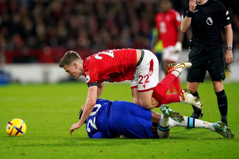 Ryan Yates - 7, Needed to play the ball to Johnson earlier as Forest broke, but he hassled Chelsea’s midfielders throughout, even after getting booked for taking things too far as he grabbed hold of Denis Zakaria. Played a great pass to find Morgan Gibbs-White for his chance. PA