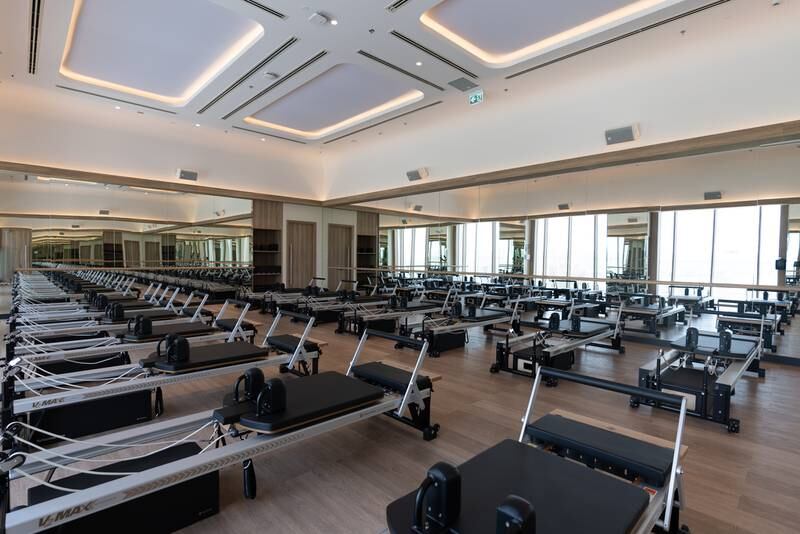 The gym has a large reformer Pilates studio. 