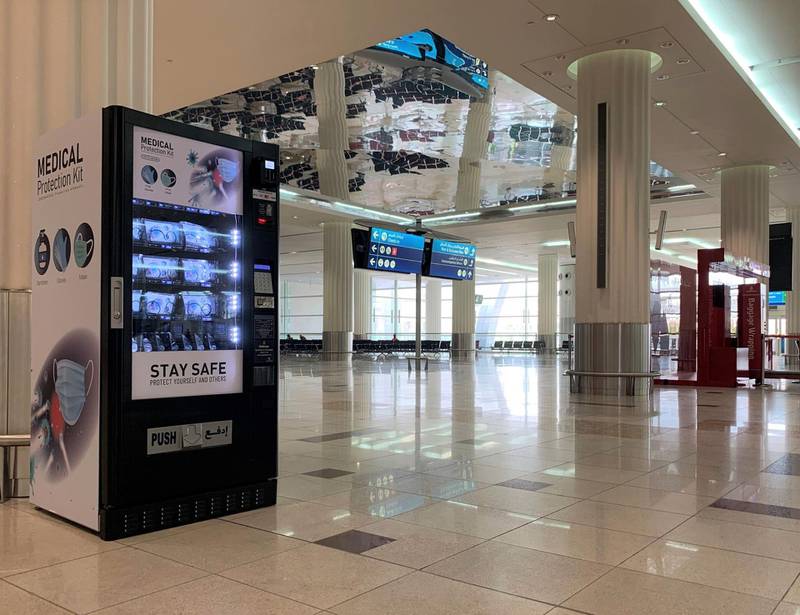 Two new PPE vending machines have been installed at Dubai International Airport for passengers. Courtesy Dubai Media Office / Twitter