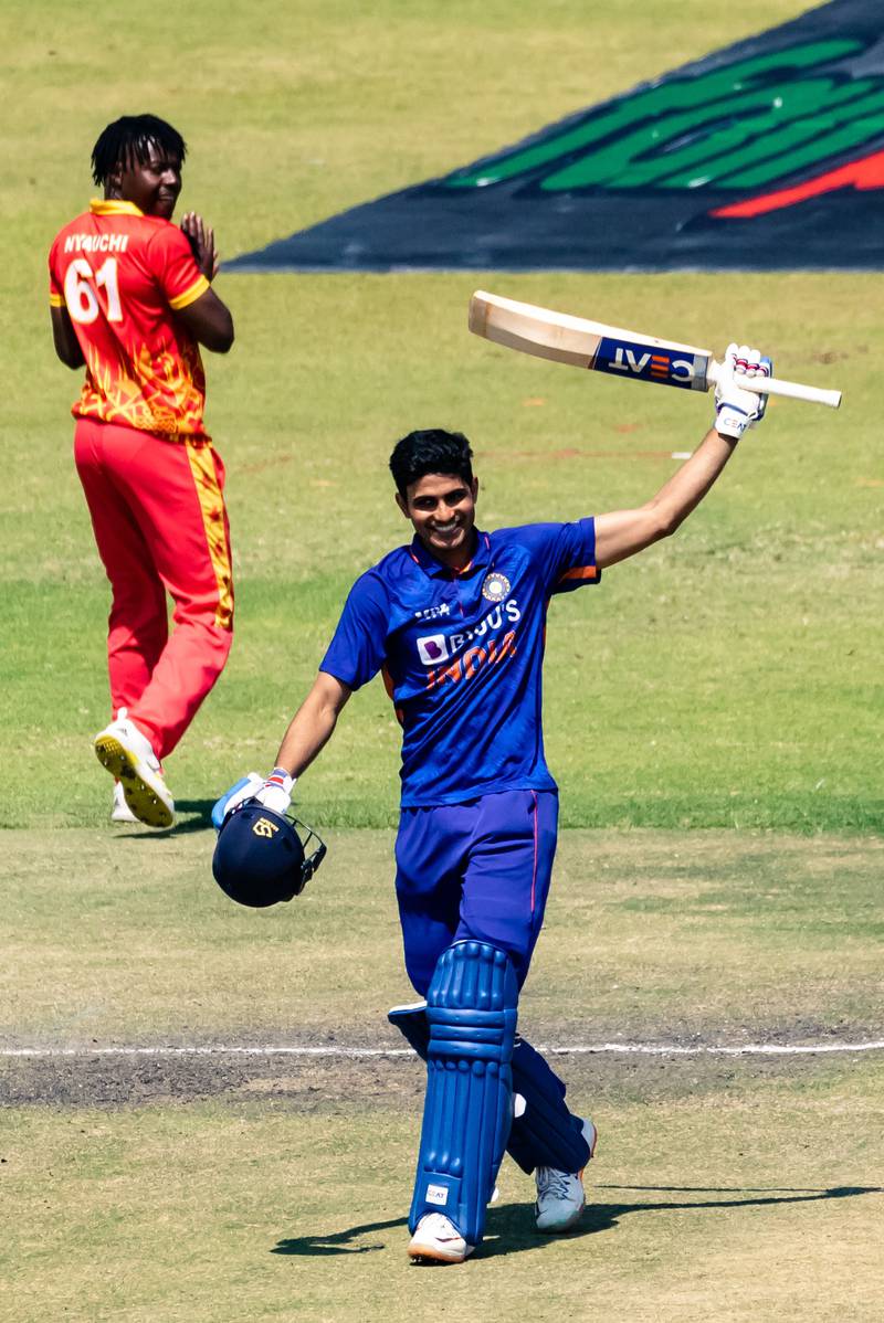 India's Shubman Gill after scoring a century on Monday. AFP