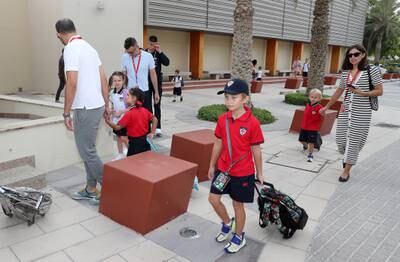 About 600 pupils started their first day at the Dwight School Dubai on Monday. Pawan Singh / The National