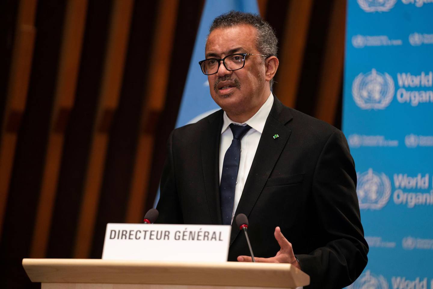 Tedros Adhanom Ghebreyesus, Director General of the World Health Organization (WHO) speaks during the opening of the 148th session of the Executive Board on the coronavirus disease (COVID-19) outbreak in Geneva, Switzerland, January 18, 2021.  Christopher Black/WHO/Handout via REUTERS THIS IMAGE HAS BEEN SUPPLIED BY A THIRD PARTY