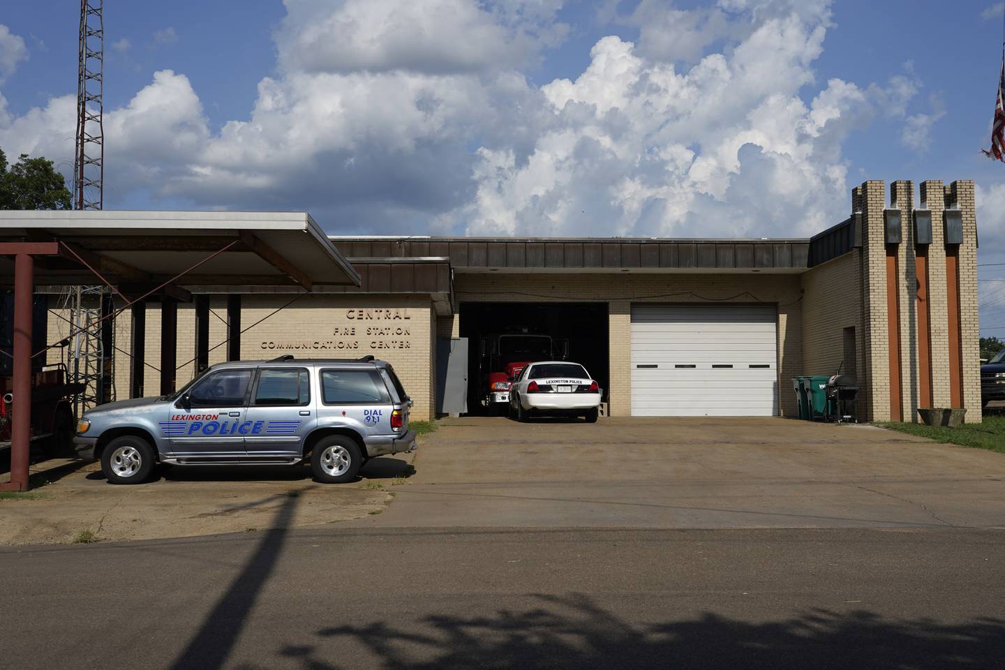 Lexington, Mississippi, police cruisers are parked outside their shared facility with the fire department. AP