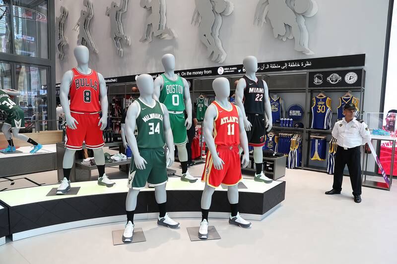 Player jerseys from teams in the Eastern Conference. 