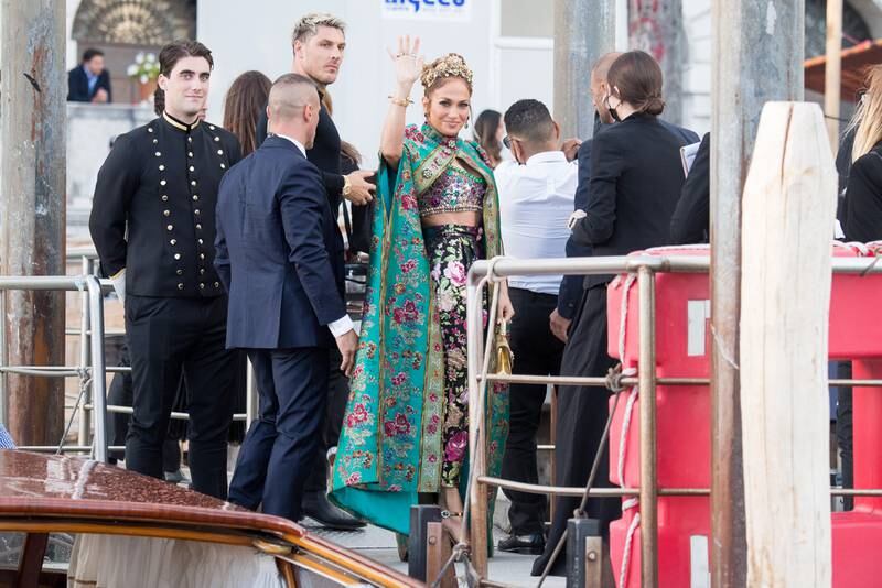 Jennifer Lopez arrives at the Dolce & Gabbana Alta Moda show in Venice, Italy. Getty Images