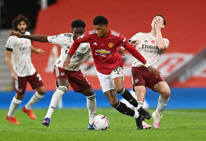 Marcus Rashford -5. Struggles playing with his back to goal and struggled against Gabriel. Gave best ball of the first half to Greenwood. And when you’re picking out a single pass as the highlight of United’s performance, that’s how bad it was. Reuters