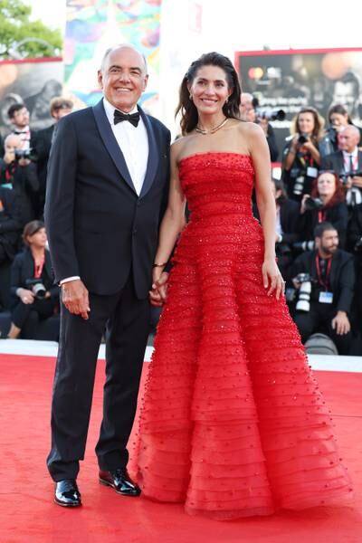 The director, left, and patroness of the Venice Film Festival, Alberto Barbera and Caterina Murino. All photos: Getty Images