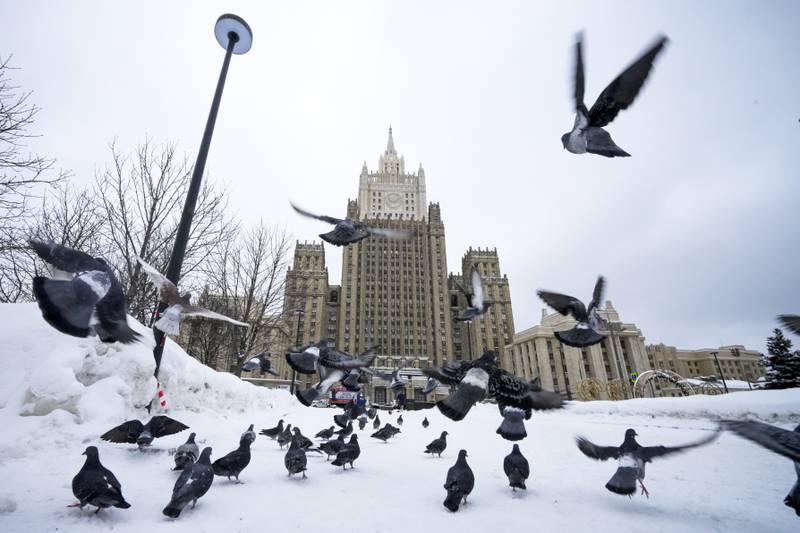 The Russian Foreign Ministry building in Moscow, Russia, on January 26. AP