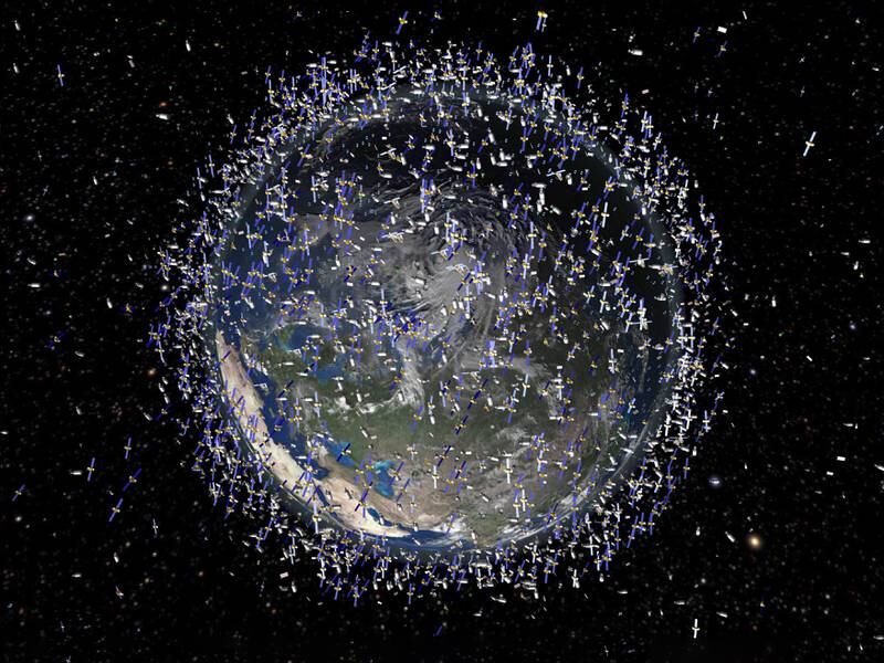 An artist's impression released in 2011 by the European Space Agency (ESA) shows the debris field in low-Earth orbit (LEO) which extends to 2,000 km above the Earth's surface. AFP