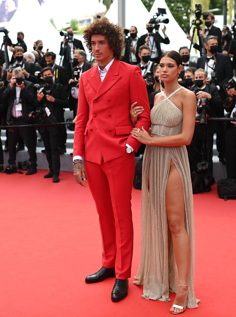 Julian Perretta and Kambree Dalton attend the screening of 'The French Dispatch' at the 74th annual Cannes Film Festival on July 12, 2021