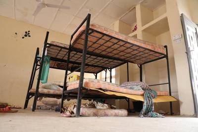 A ransacked dormitory at the school in Jangede, northern Nigeria, after more than 300 pupils were taken at gunpoint. EPA