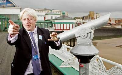Boris Johnson on the North Pier in Blackpool during the Conservative Party conference there in October 2005. Getty Images