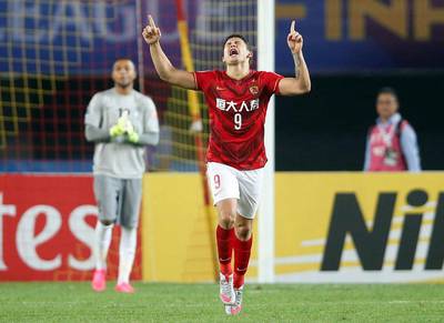 Guangzhou Evergrande striker Elkesen celebrates the goal that proved enough to clinch the Asian Champions League title for his team. AFP