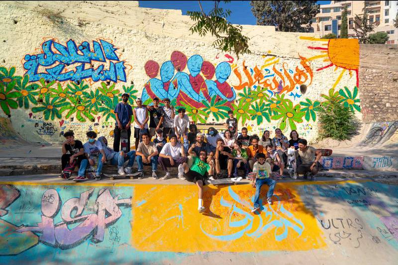 Volunteers from the 7Hills community group teach skateboarding and art in Amman, Jordan. Photo: 7Hills