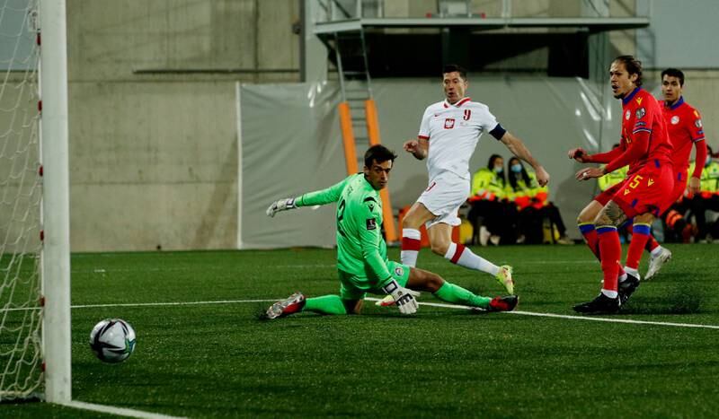November 12, 2021. Andorra 1 (Vales 45') Poland 4 (Lewandowski 5',73', Jozwiak 11', Milik 45+2'): Another two goals from the relentless Lewandowski helped Poland ease to victory on the artificial surface in Andorra. It meant Poland were guaranteed at least a play-off spot with one game still to play. Reuters