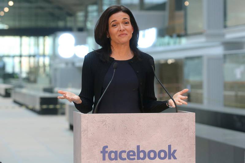 FILE - In this Jan. 17, 2017, file photo, Chief Operating Officer of Facebook, Sheryl Sandberg, delivers a speech during the visit of a start-up companies gathering at Paris' Station F in Paris. For the past decade, Sheryl Sandberg has been the poised, reliable second-in-command to Facebook CEO Mark Zuckerberg, helping steer Facebookâ€™s rapid growth around the world, while also cultivating her brand in ways that hint at aspirations well beyond the social network. (AP Photo/Thibault Camus, File)