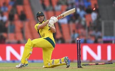 Australia batter Cameron Green is bowled by England's David Willey for 47. Getty Images