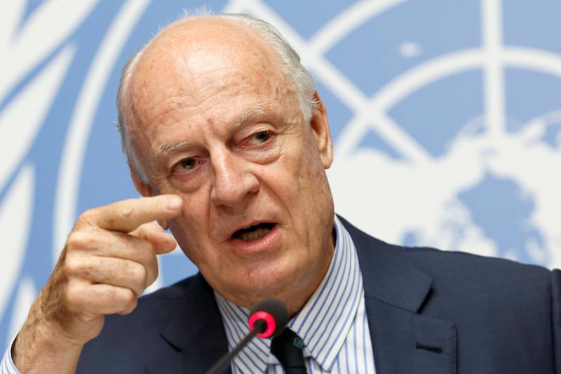 UN Special Envoy to Syria Staffan de Mistura during the seventh round of UN-mediated talks on Syria conflict resolution in Geneva, Switzerland on July 10, 2017. Salvatore di Nolfi/EPA