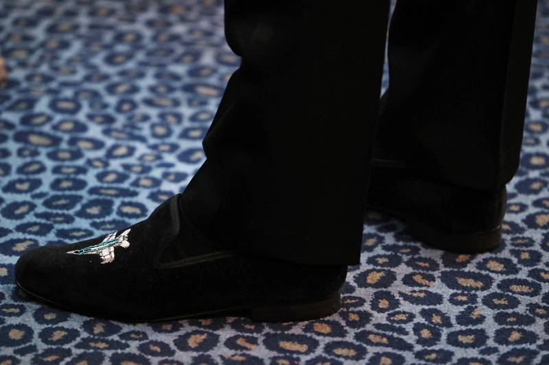 Britain's Prince William, Duke of Cambridge wears a pair of shoes from Crockett & Jones at the UK premiere of Top Gun: Maverick in London, on May 19, 2022. Photo by Dan Kitwood  /  AFP