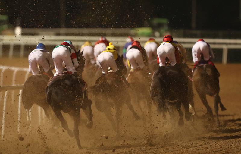Jockeys battle for glory. Reuters