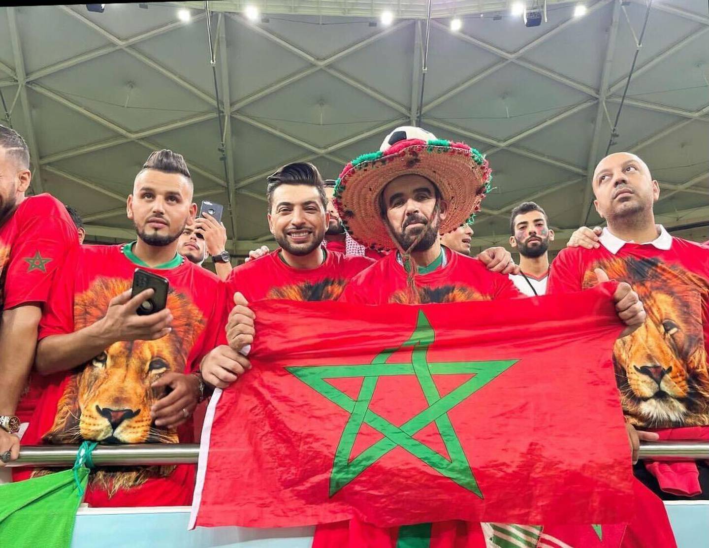 Mohammed Al Sharafi, centre, will be cheering on Morocco against Croatia on Saturday. Photo: Mohammed Al Sharafi